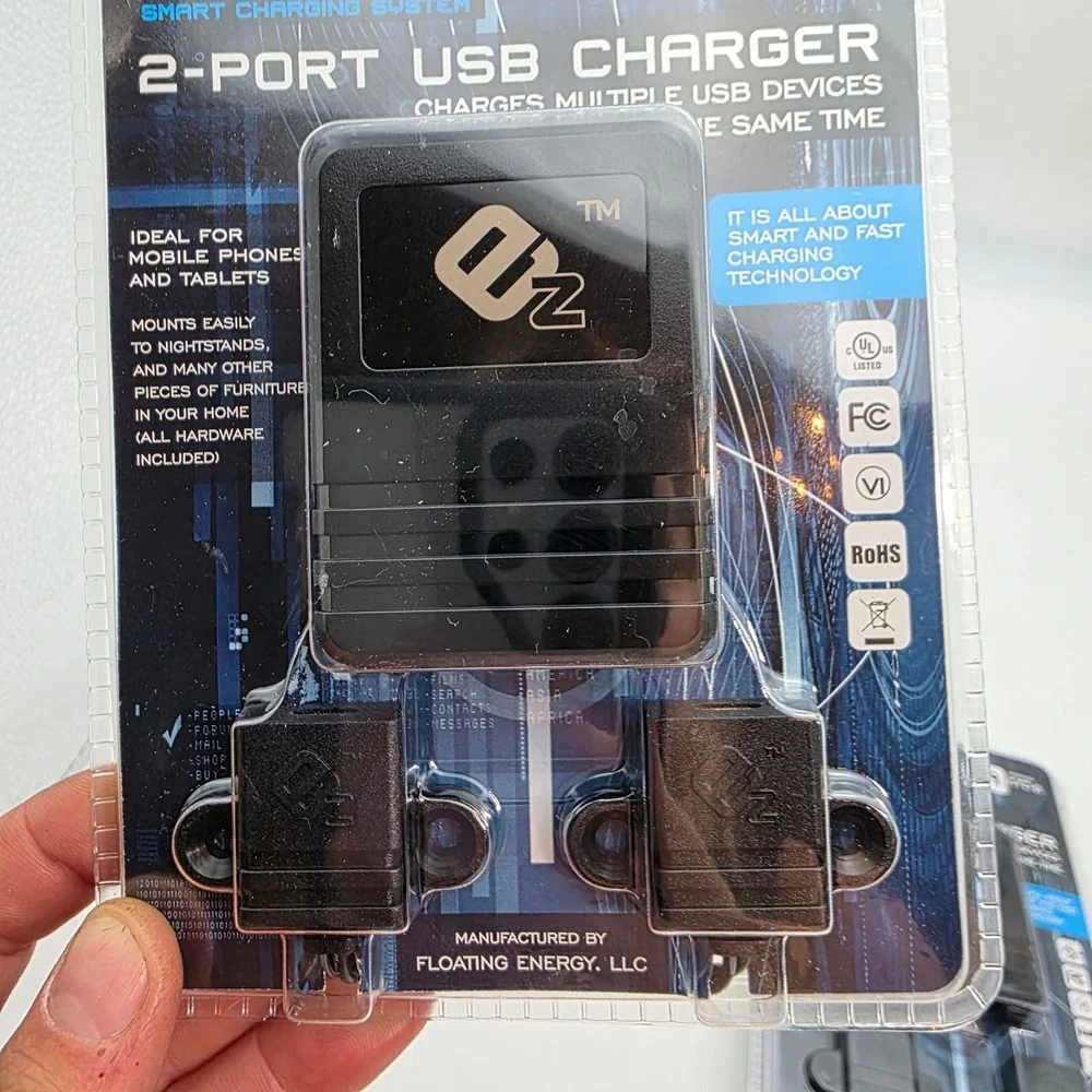 2 Pack EZ Collection 2-Port USB Charger Smart Charging System Black 5 FD-B O9